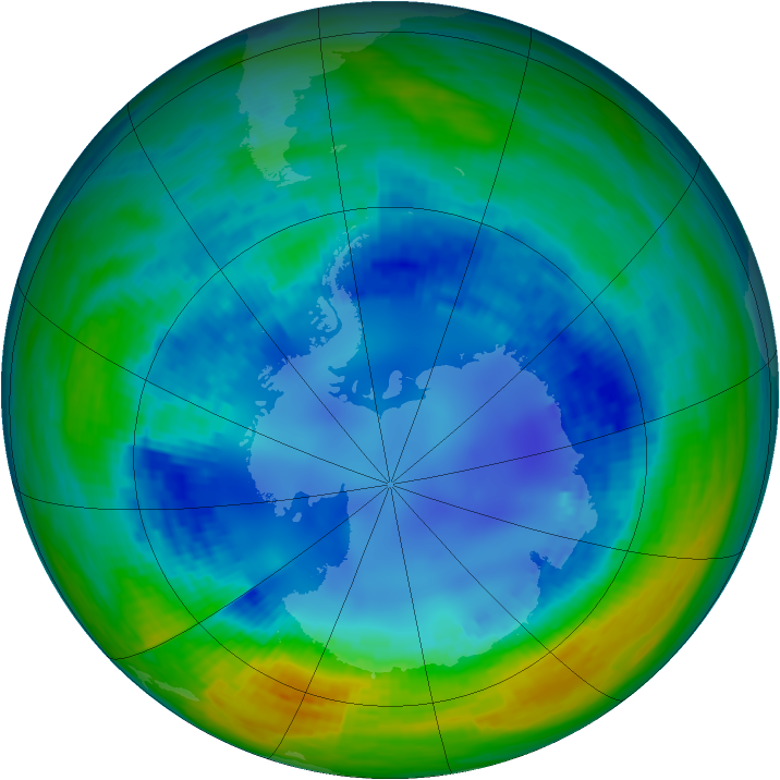 Antarctic ozone map for 17 August 1993